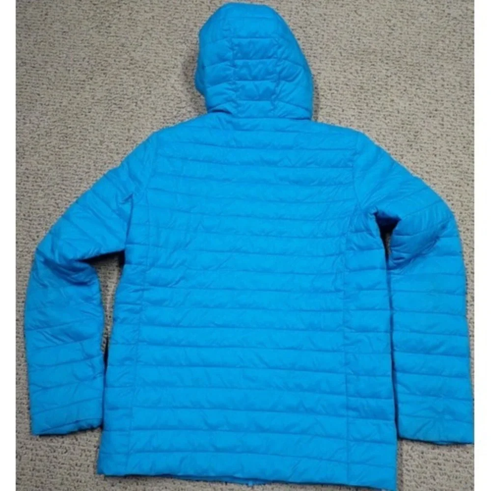 Lands End Puffer Jacket Girls XL 18-20 Blue Excellent Primaloft Hooded Outerwear